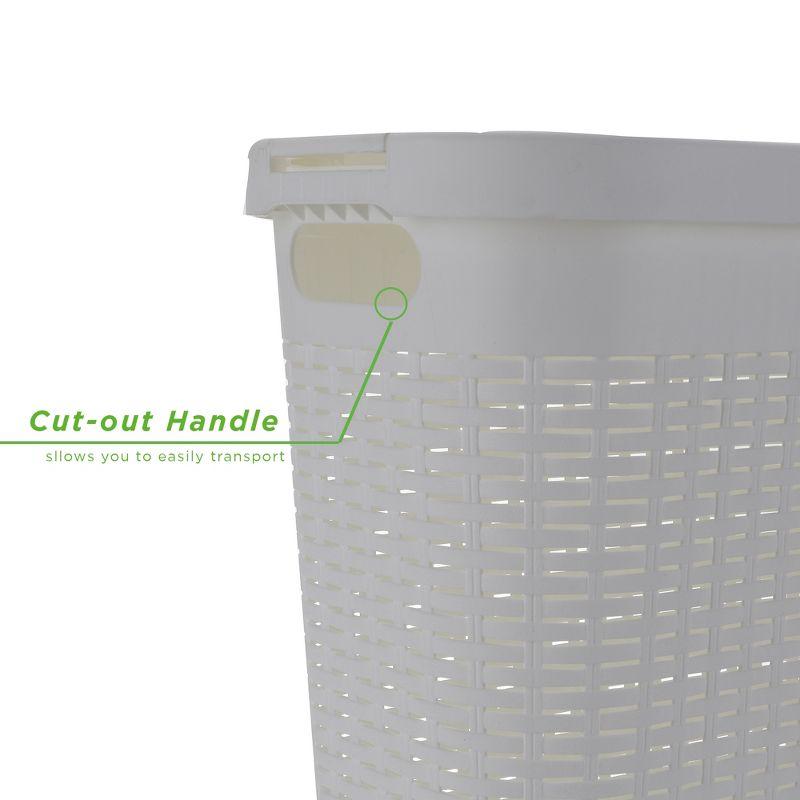 Mind Reader Mind Reader 40L Slim Laundry Hamper, Clothes Basket, Lid, Wicker Design, Plastic