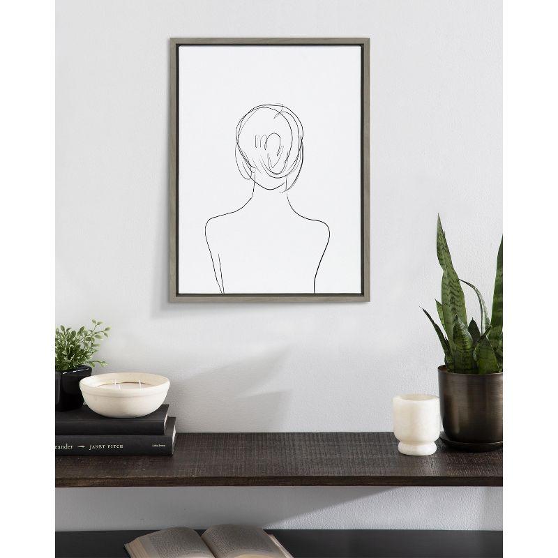 Kate and Laurel Sylvie Minimalist Woman Framed Canvas by Teju Reval of SnazzyHues, 18x24, Gray