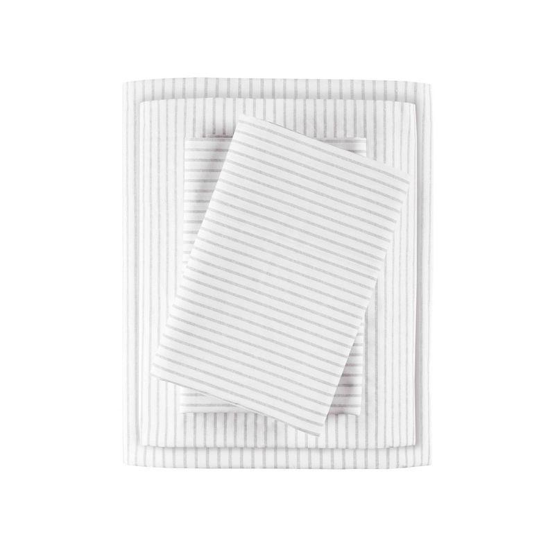 Full 200 Thread Count Printed Cotton Sheet Set Gray Stripe