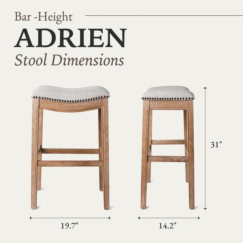 Maven Lane Maven Lane Adrien Saddle Bar Stool In Aged Black Finish 31" With Snow White Fabric Upholstery