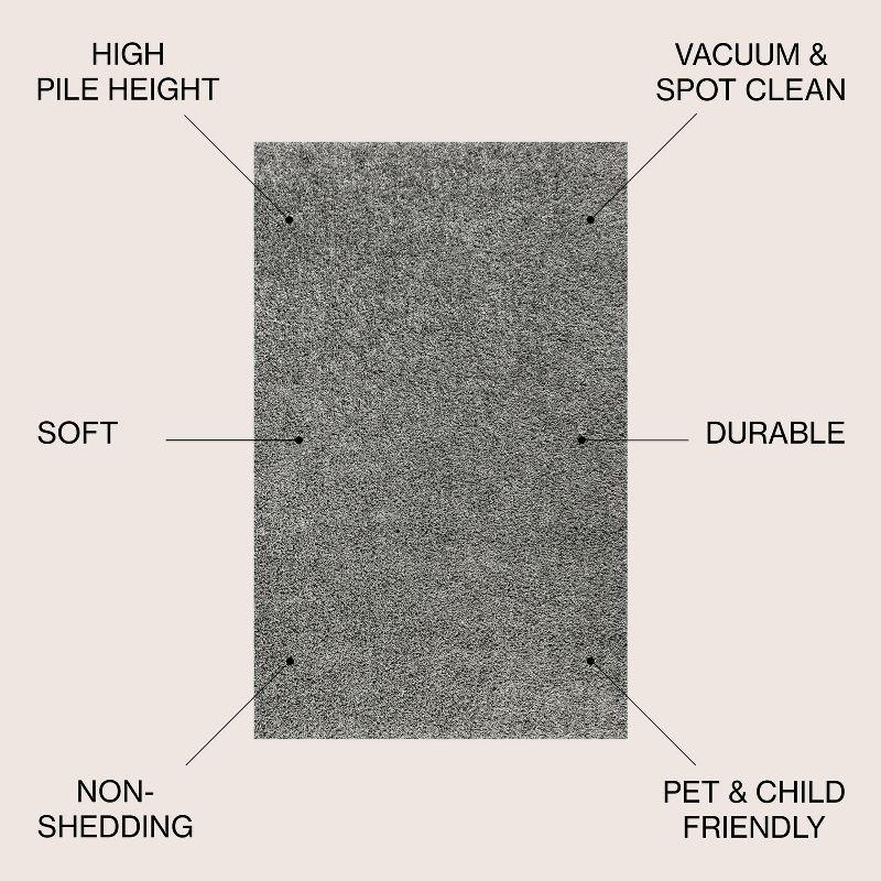 5'x8' Mercer Shag Plush Area Rug, Charcoal - JONATHAN Y