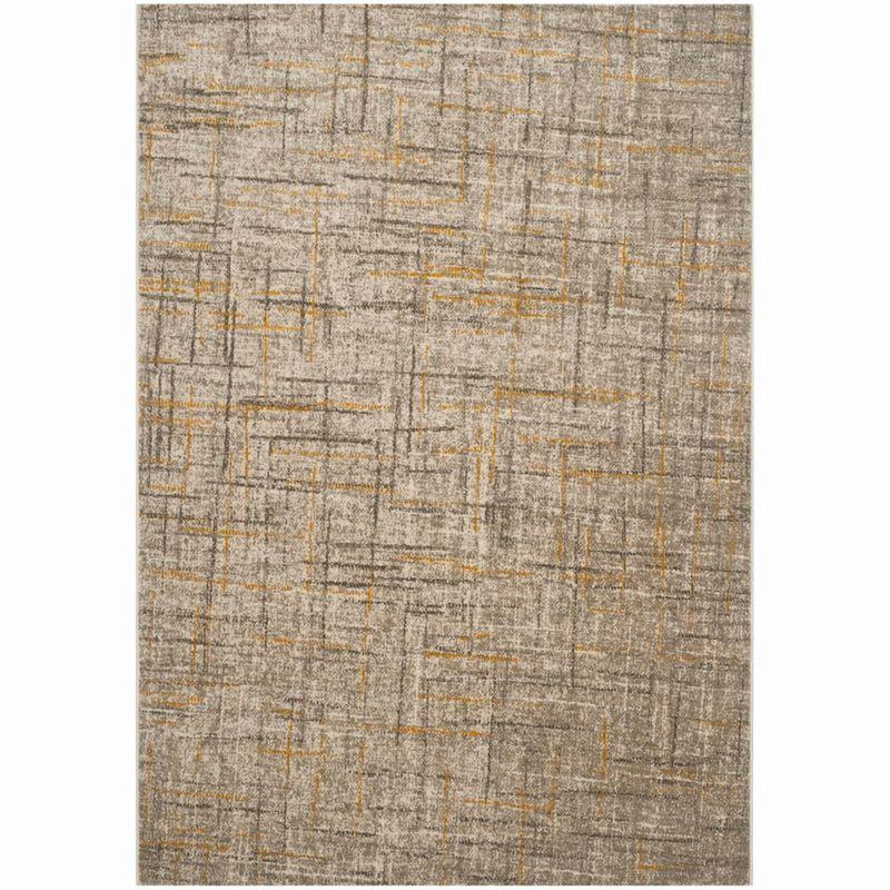 Gray and Gold Floral Hand-Knotted Synthetic Area Rug