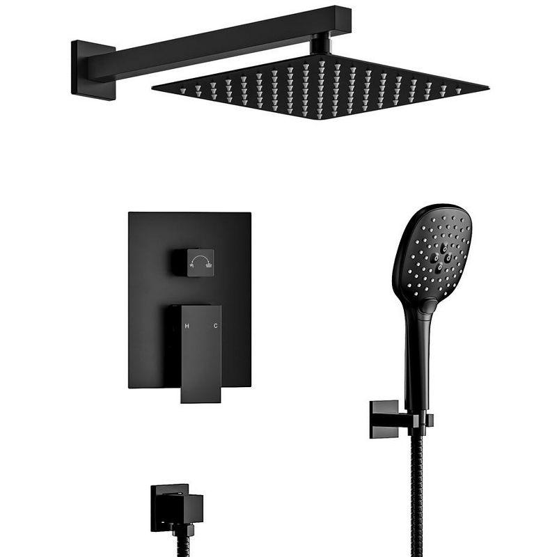 Matte Black Wall Mount Dual Shower Heads with Handheld and Valve