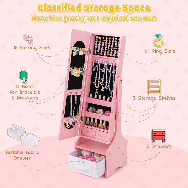 Infans Kids Vanity Table & Stool Princess Dressing Make Up Play Set for Girls Pink