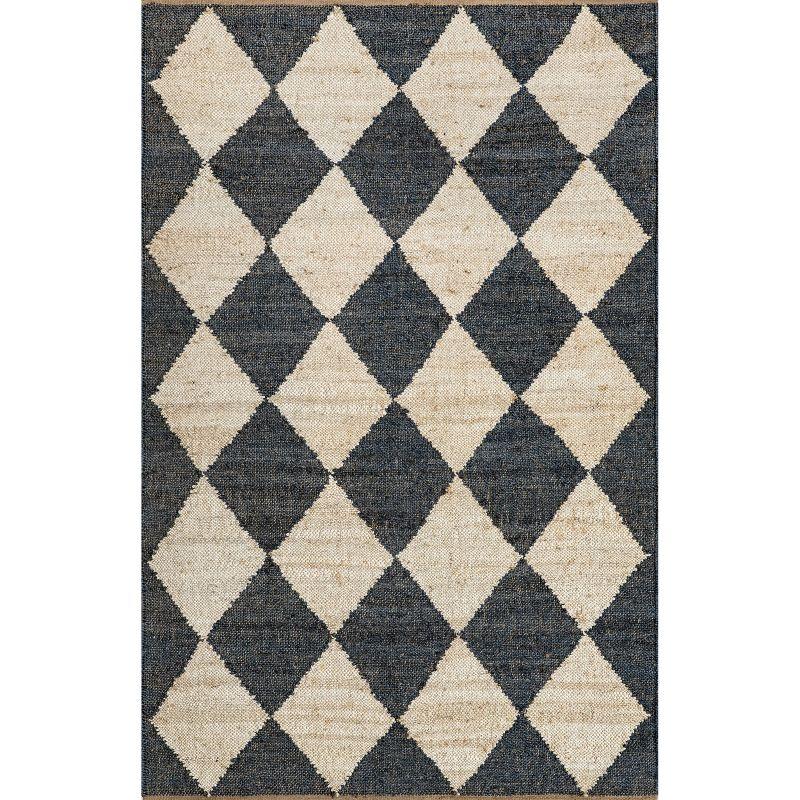 Godelinde Diamond Checkerboard Jute Area Rug