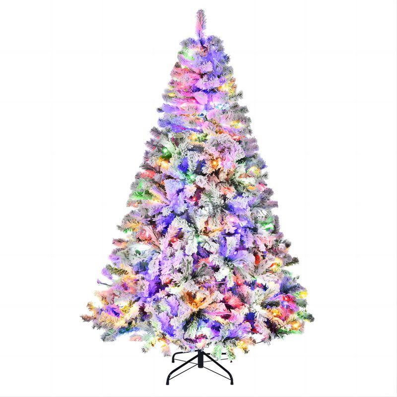 Best Choice Products Snow Flocked Christmas Tree, Premium Holiday Pine Branches, Foldable Metal Base