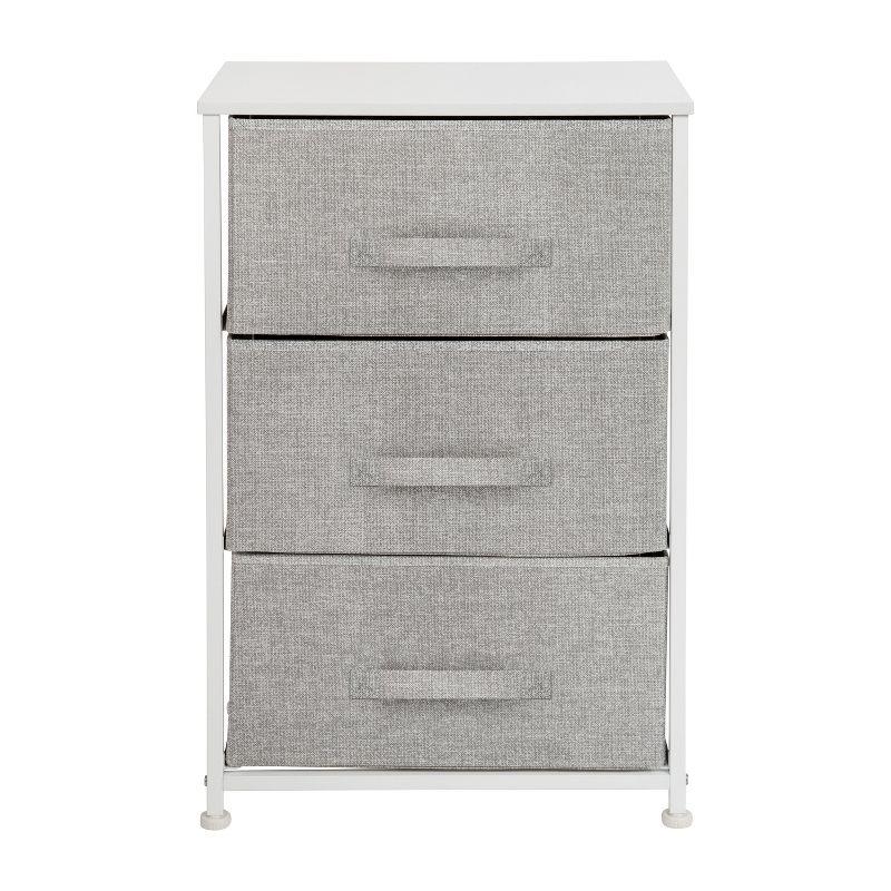 Flash Furniture Malone 3 Drawer Vertical Storage Dresser with Wood Top & Fabric Pull Drawers