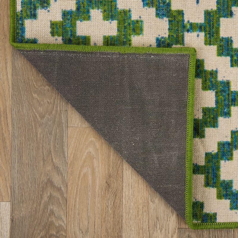 World Rug Gallery Contemporary Geometric Trellis Indoor/Outdoor Area Rug - GREEN 2'x7'