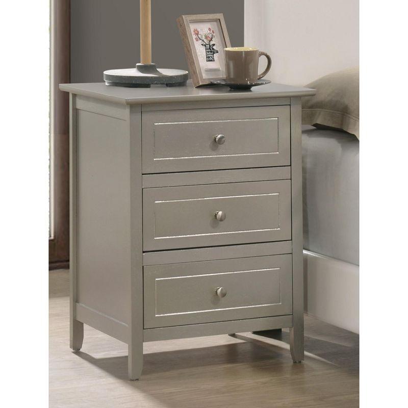 Passion Furniture Daniel 3-Drawer Silver Champagne Nightstand (25 in. H x 19 in. W x 15 in. D)