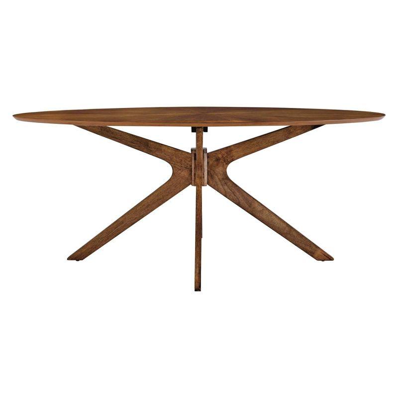 Crossroads 71" Oval Walnut Wood Mid-century Modern Dining Table