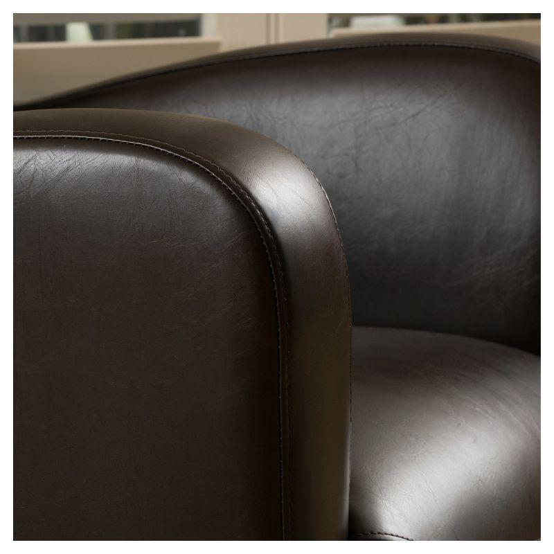Christopher Knight Home Vada Upholstered Swivel Chair - Brown: Bicast Leather, Iron Frame, No Assembly Required