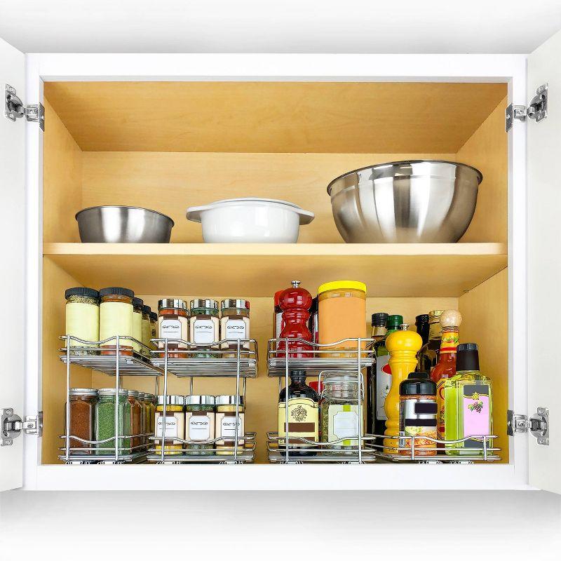 LYNK PROFESSIONAL® Pull Out Spice Rack Organizer for Cabinet - 2 Tier, Chrome