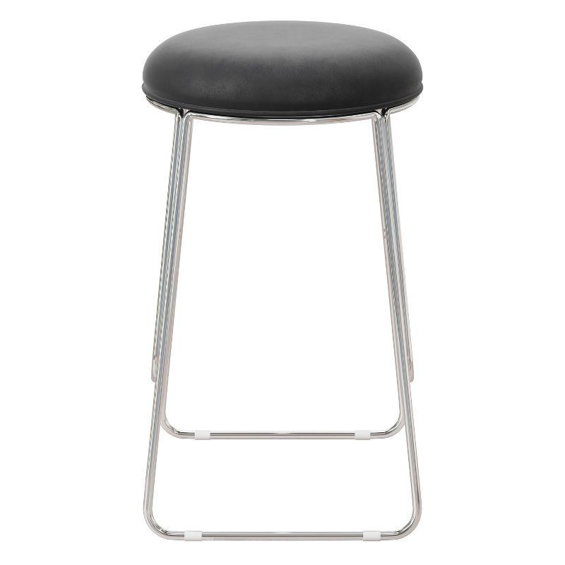 Southlake Backless Metal Counter Height Barstool Chrome/Black Vinyl - Hillsdale Furniture: Round Upholstered Kitchen Stool