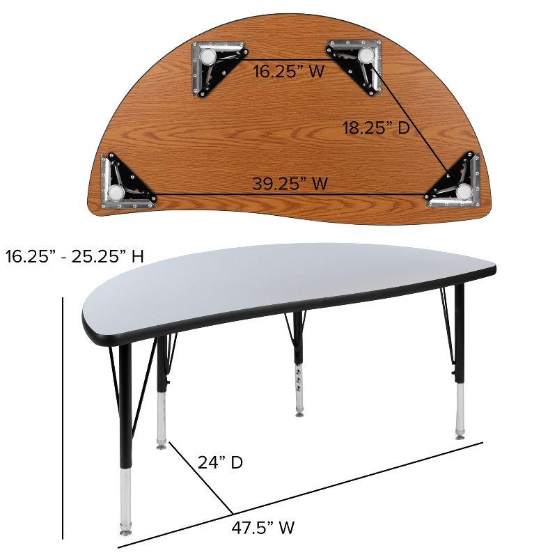 Flash Furniture Goddard Half Circle Wave Collaborative Adjustable Height Activity Table