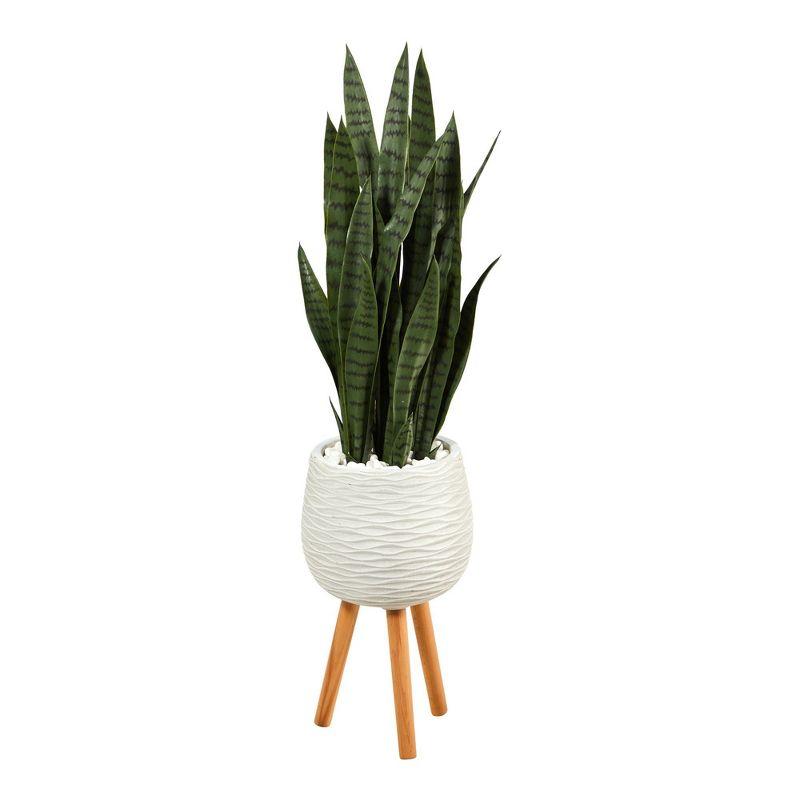 Elevated Outdoor 53" Plastic Potted Faux Sansevieria Plant