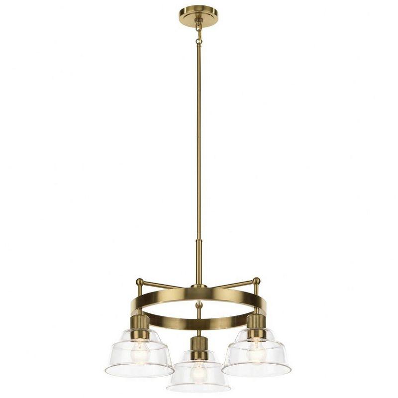 Eastmont™ 3 Light Chandelier with Clear Glass Polished Nickel and Walnut Wood