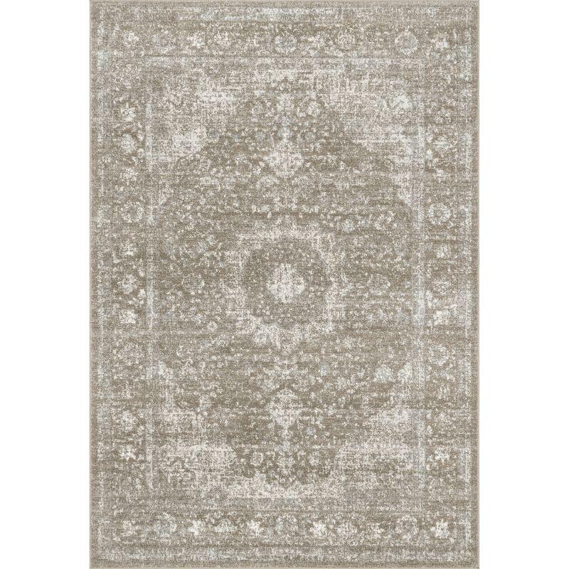 Lindsay Vintage Brown Synthetic 5' x 7' Easy-Care Area Rug