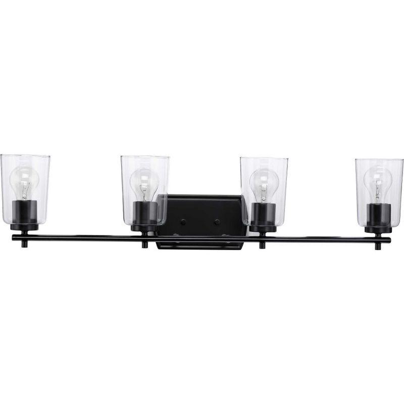 Progress Lighting Adley 4-Light Bath Vanity in Black with Clear Glass Shades