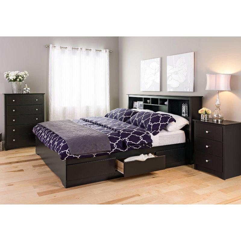 Prepac Sonoma 3 Drawer Nightstand - Black : Wood Composite Bedside Table, Rectangle Shape, Spot Clean