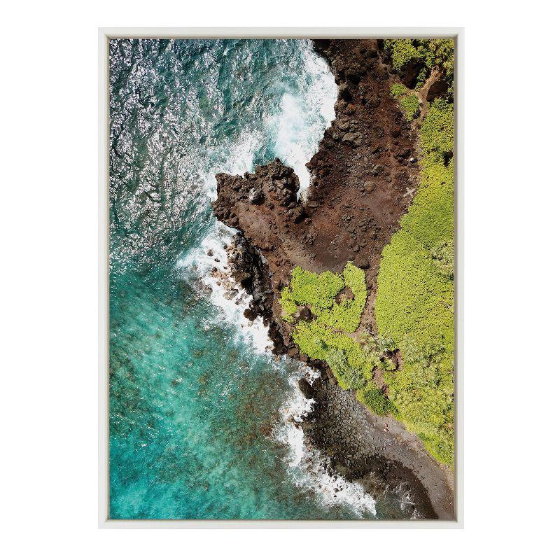 28" x 38" Sylvie Going Back to Maui Framed Canvas by Rachel Bolgov White - Kate & Laurel All Things Decor