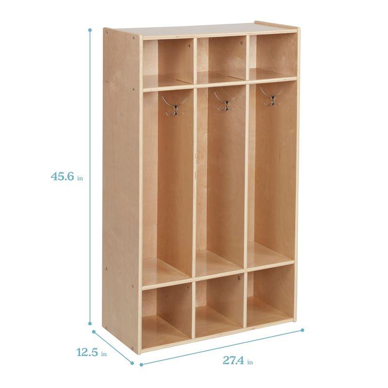 ECR4Kids Streamline 3-Section Coat Locker, Classroom Furniture