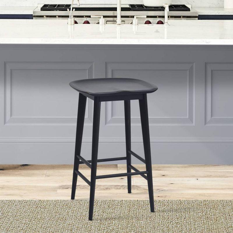 Hilton Transitional Black Solid Wood 24" Counter Stool