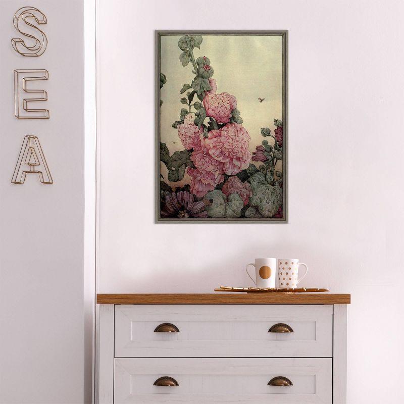 16" x 23" Pink Peony Framed Canvas Wall Art