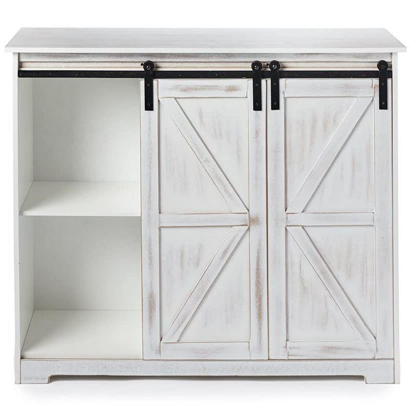 The Lakeside Collection Barn Door-Style Buffet Cabinets - Rustic Wood