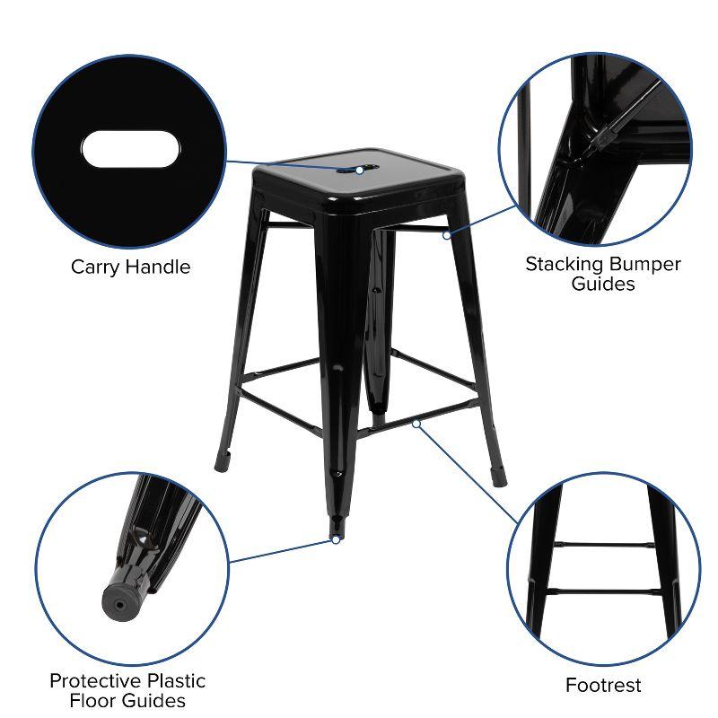 Flash Furniture 24" High Metal Counter-Height, Indoor Bar Stool - Stackable Set of 4