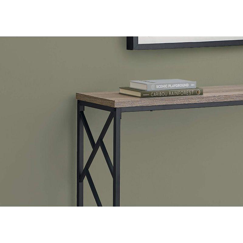 Monarch Specialties Accent Table Console Entryway Narrow Sofa Living Room Bedroom Brown Laminate Black Metal Contemporary Modern