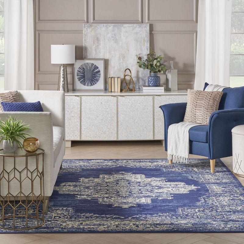 Nourison Grafix GRF14 Navy Blue Area Rug 7'10" x 9'10"