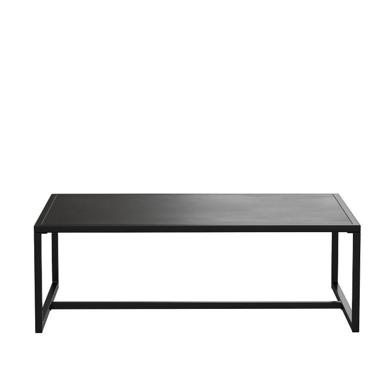 Flash Furniture Brock Outdoor Patio Coffee Table Commercial Grade Black Coffee Table for Deck, Porch, or Poolside - Steel Square Leg Frame