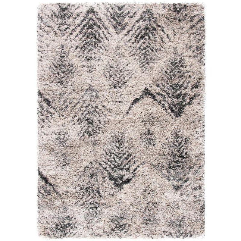 Gray and Cream Reversible Shag Rug 2' x 3'