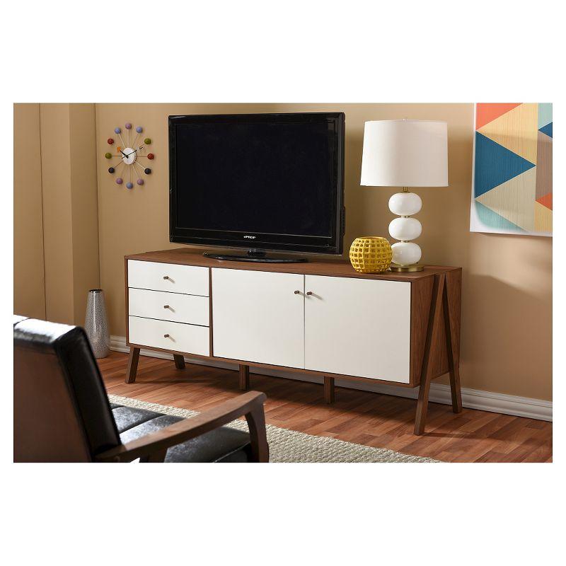 Harlow Mid-century Modern Scandinavian Style Wood Sideboard Storage Cabinet - Walnut/White - Baxton Studio