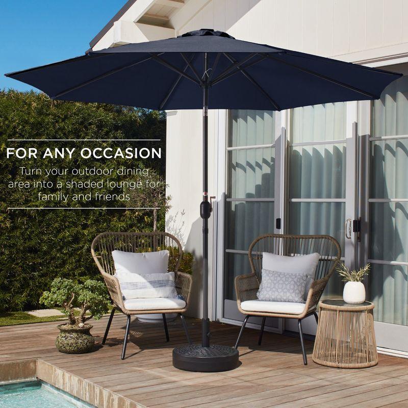 Best Choice Products 10ft Outdoor Steel Market Patio Umbrella w/ Crank, Tilt Push Button, 6 Ribs - Navy Blue