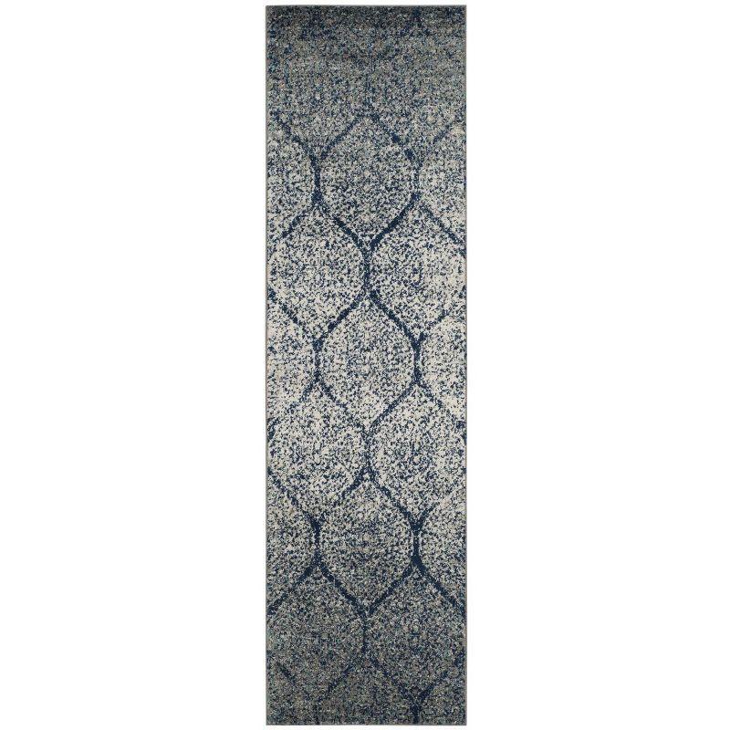 Madison MAD604 Power Loomed Indoor Runner Rug - Navy/Silver - 2'3"x14' - Safavieh