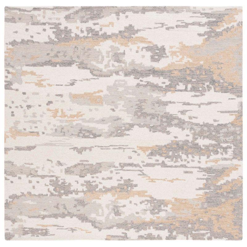 Abstract ABT465 Handmade Indoor Area Rug - Ivory/Grey - 6'x6' - Safavieh