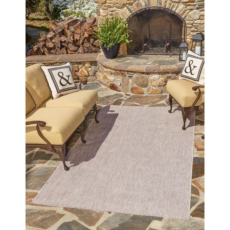 Unique Loom 4' 1 x 6' 1 Rectangle Indoor/Outdoor Solid Beige Area Rug