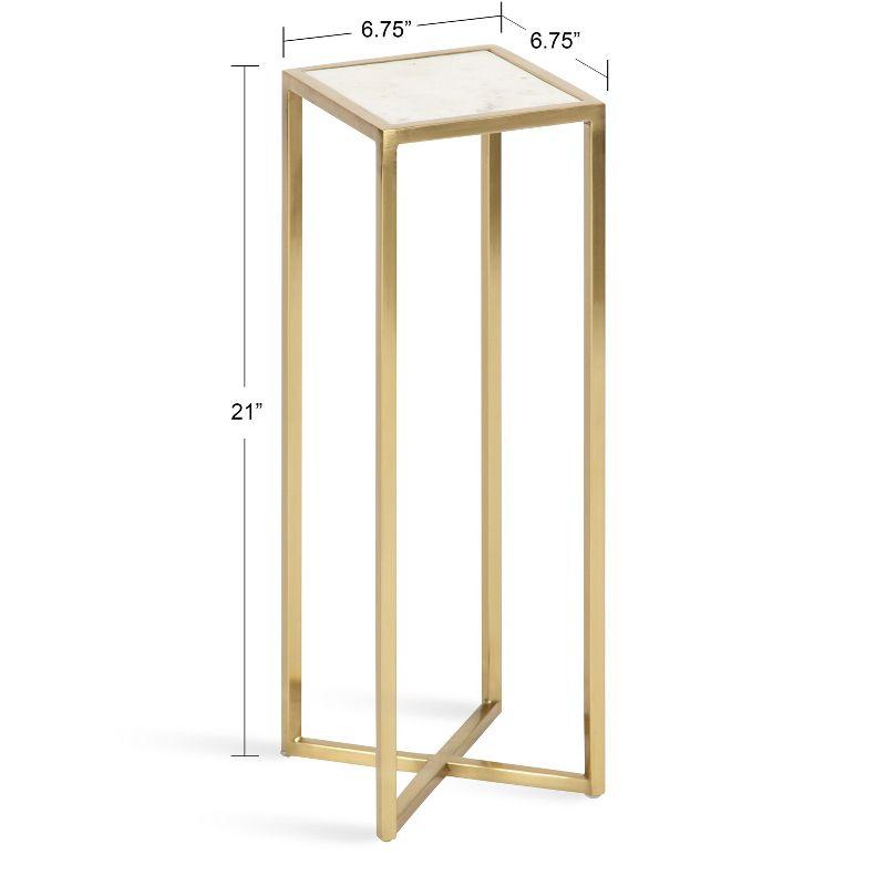 Kate and Laurel Jaspur Square Metal Drink Table, 7x7x21, Gold and White