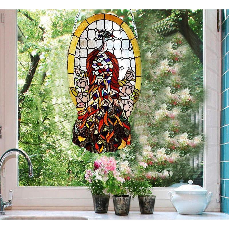 Fine Art Lighting Stained Glass Peacock Window Panel | Wayfair