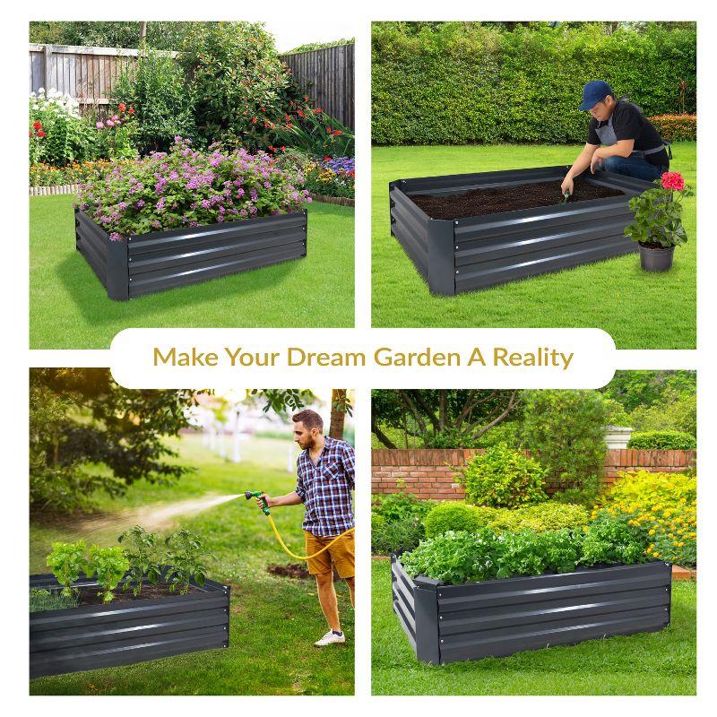 Sunnydaze Hot Dip Galvanized Steel Raised Garden Bed for Plants, Vegetables, and Flowers - 48" L x 11.75" H - Dark Gray
