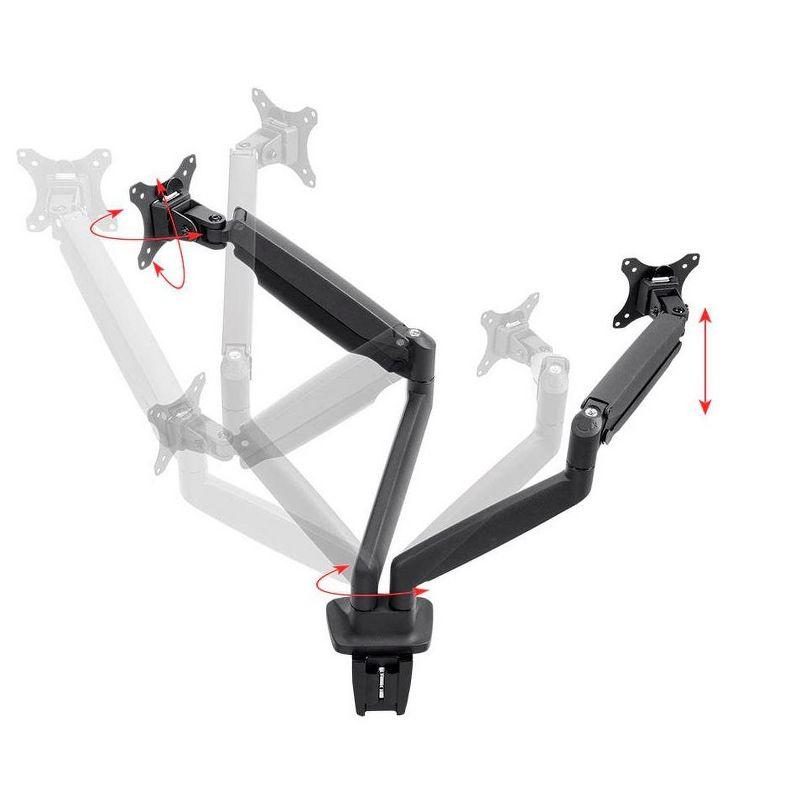 Black Dual Monitor Adjustable Gas Spring Desk Mount