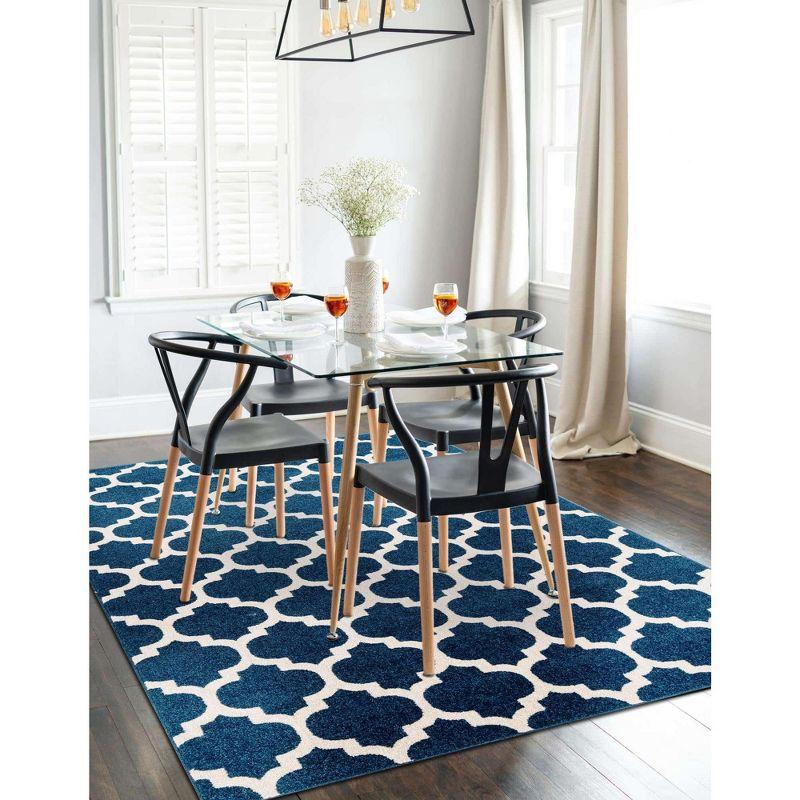 Unique Loom 4' 1 x 6' 1 Trellis Philadelphia Dark Blue Area Rug