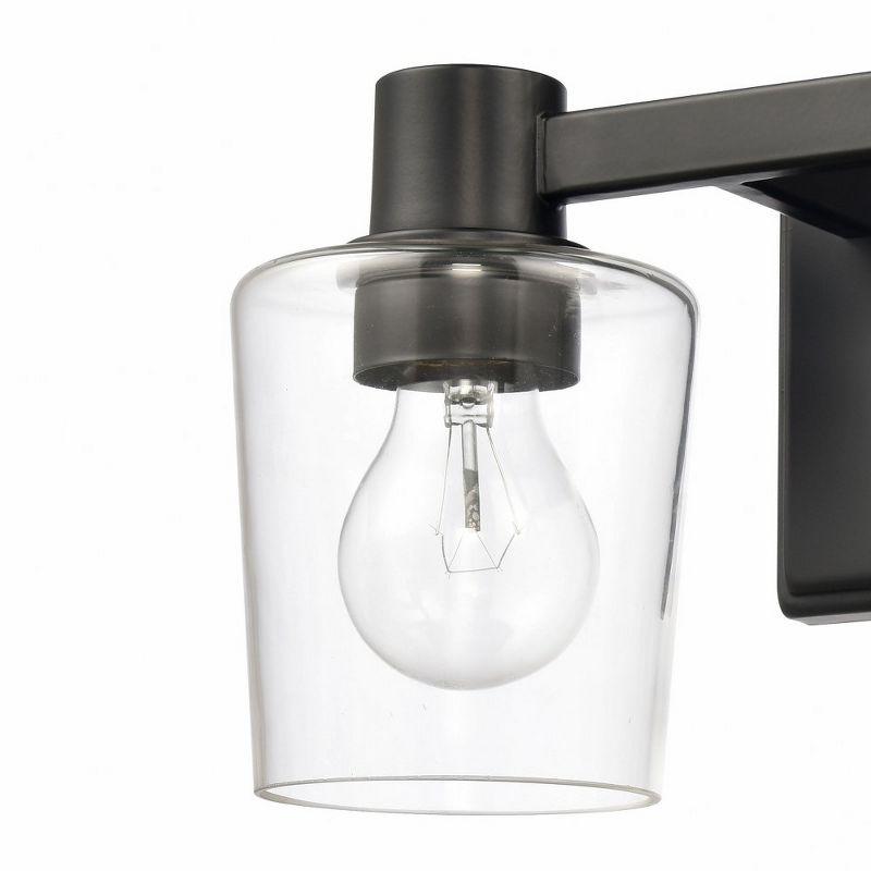 Matte Black and Clear Glass 2-Light Vanity Fixture