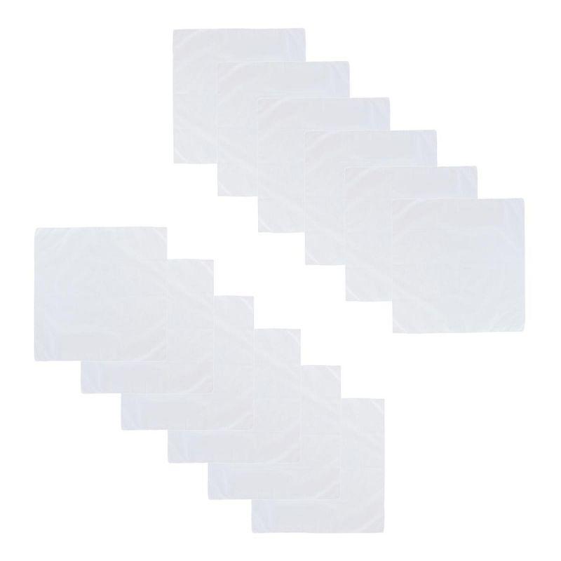 CTM All Cotton 15x15 inch Solid White Cotton Handkerchief (12 Pack)