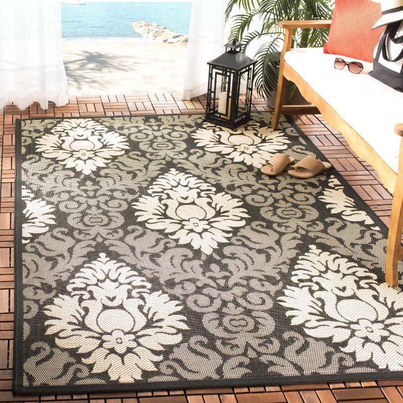 Courtyard CY2714 Power Loomed Indoor and Outdoor Area Rug - Black/Sand - 6'7"x9'6" - Safavieh