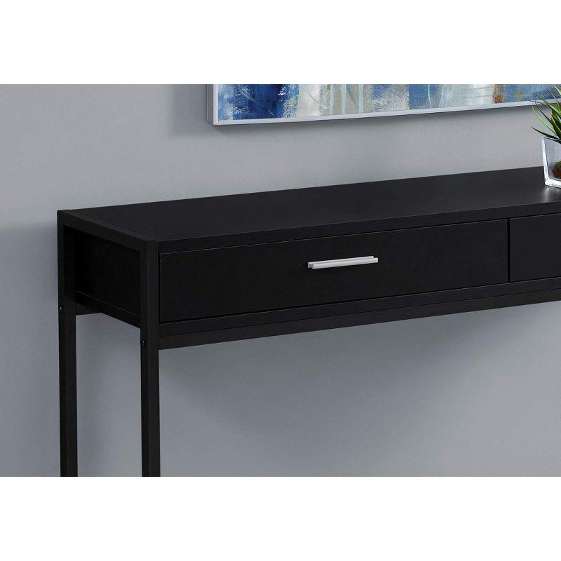 Monarch Specialties Accent Table Console Entryway Narrow Sofa Storage Drawer Living Room Bedroom Black Laminate Black Metal Contemporary Modern