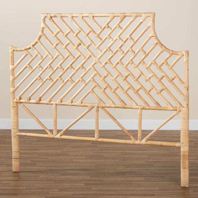 Queen Jayliah Rattan Headboard Natural/Brown - bali & pari: Bohemian Style, Freestanding, No Assembly Required