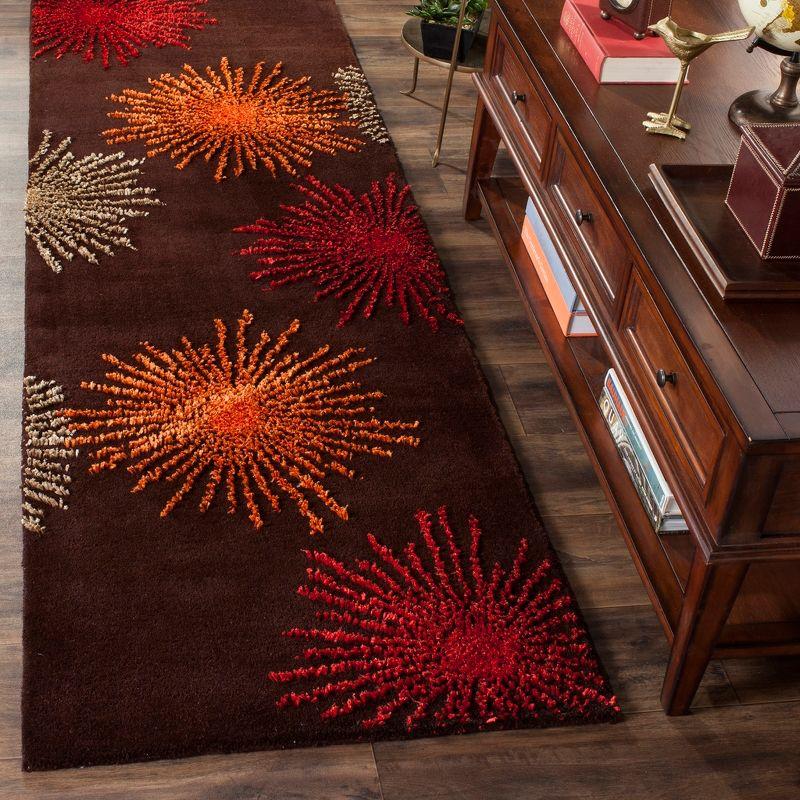 Hand-Tufted Vibrant Red and Brown Wool Area Rug - 30"x10"