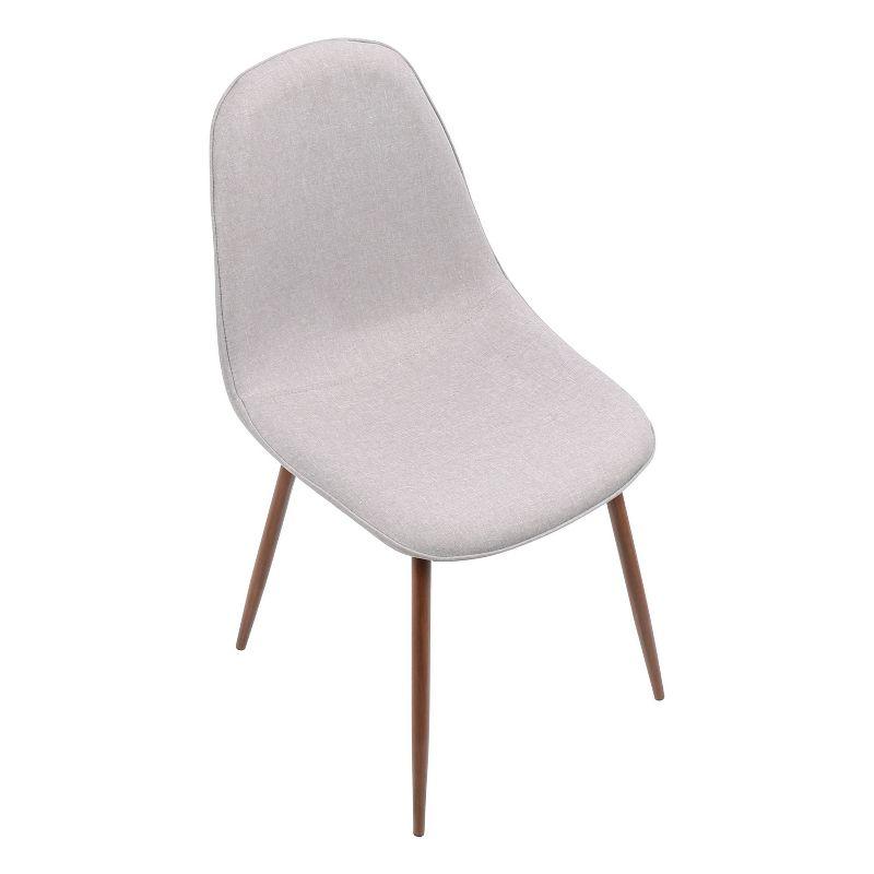 Set of 2 Pebble Mid-Century Modern Dining Accent Chairs Walnut/Light Gray: Upholstered Metal Frame - LumiSource